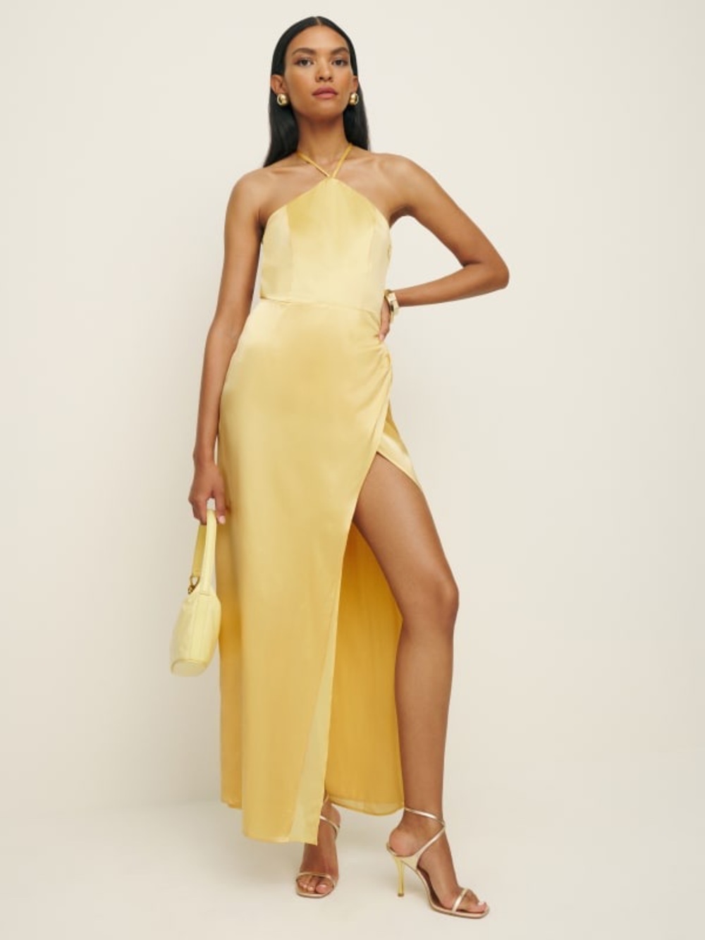 Reformation Myla Silk Dress Sunshine Sz 4